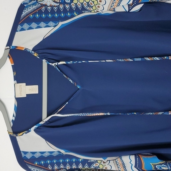 Chicos Cape Sleeve Popover Kimono Status Medallion Tassel Neck Flowy Womens 2 L - Picture 4 of 13